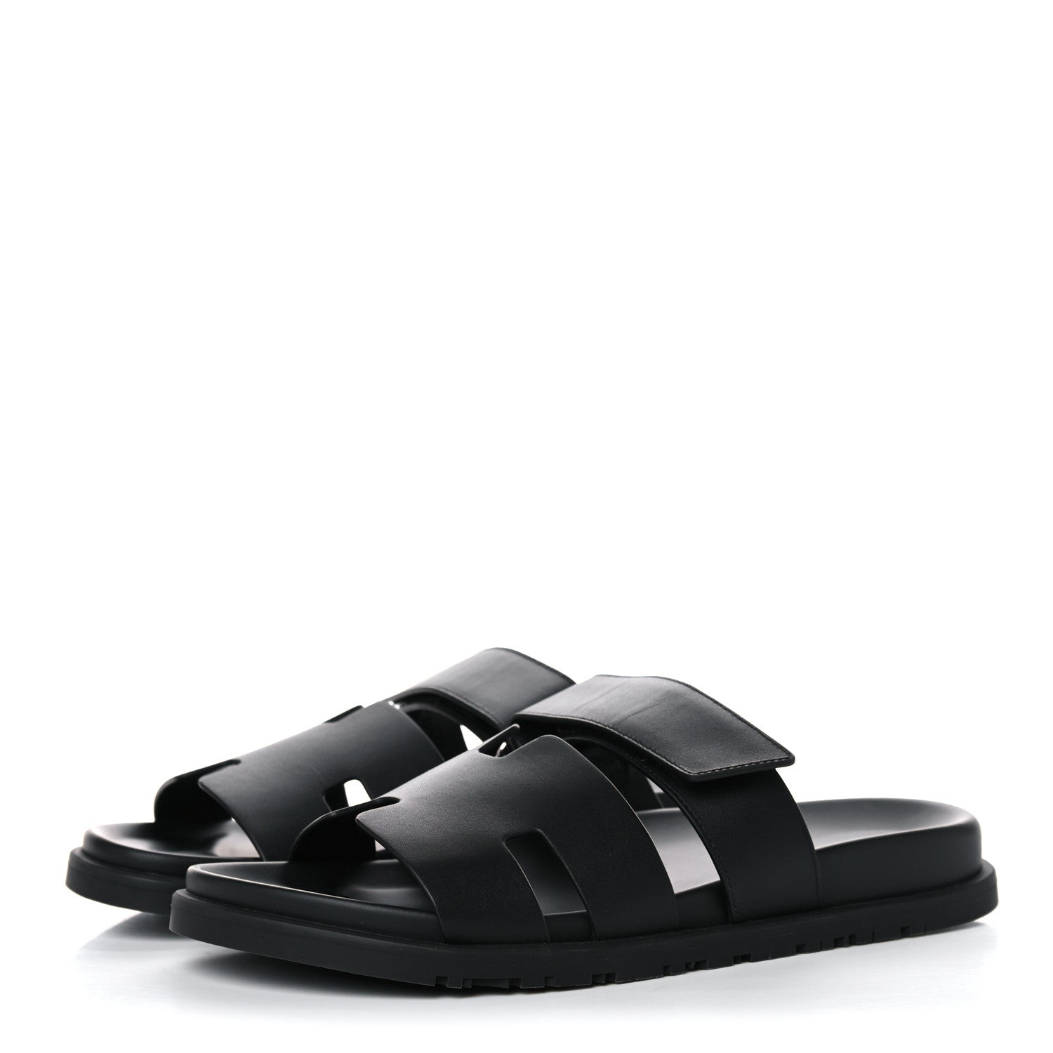 Hermes Calfskin Womens Chypre Sandals 41.5 Black 3 of 11
