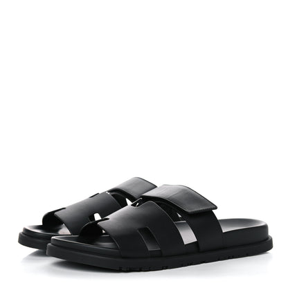 Hermes Calfskin Womens Chypre Sandals 41.5 Black 3 of 11