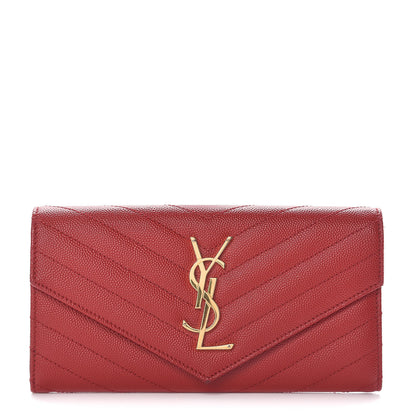 Saint Laurent Grain De Poudre Matelasse Chevron Monogram Wallet Lipstick Red 1 of 12