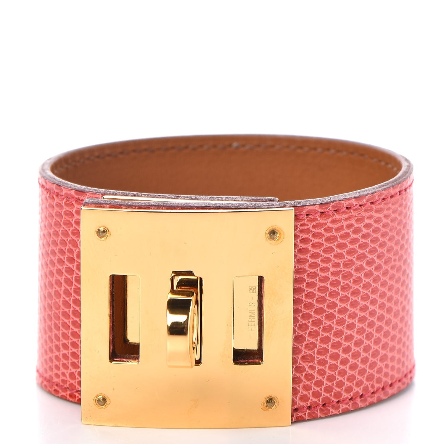 Hermes Lizard Kelly Dog Cuff Bougainvillea 3 of 7