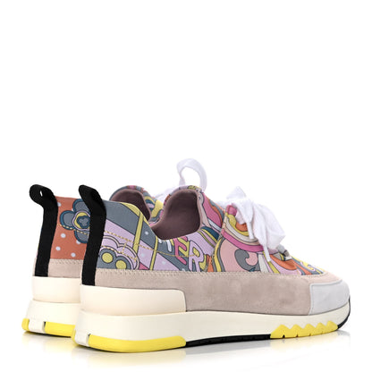 Hermes Technical Canvas Suede Goatskin Womens Stadium Sneakers 36.5 Bleu Beton Multicolor 4 of 6
