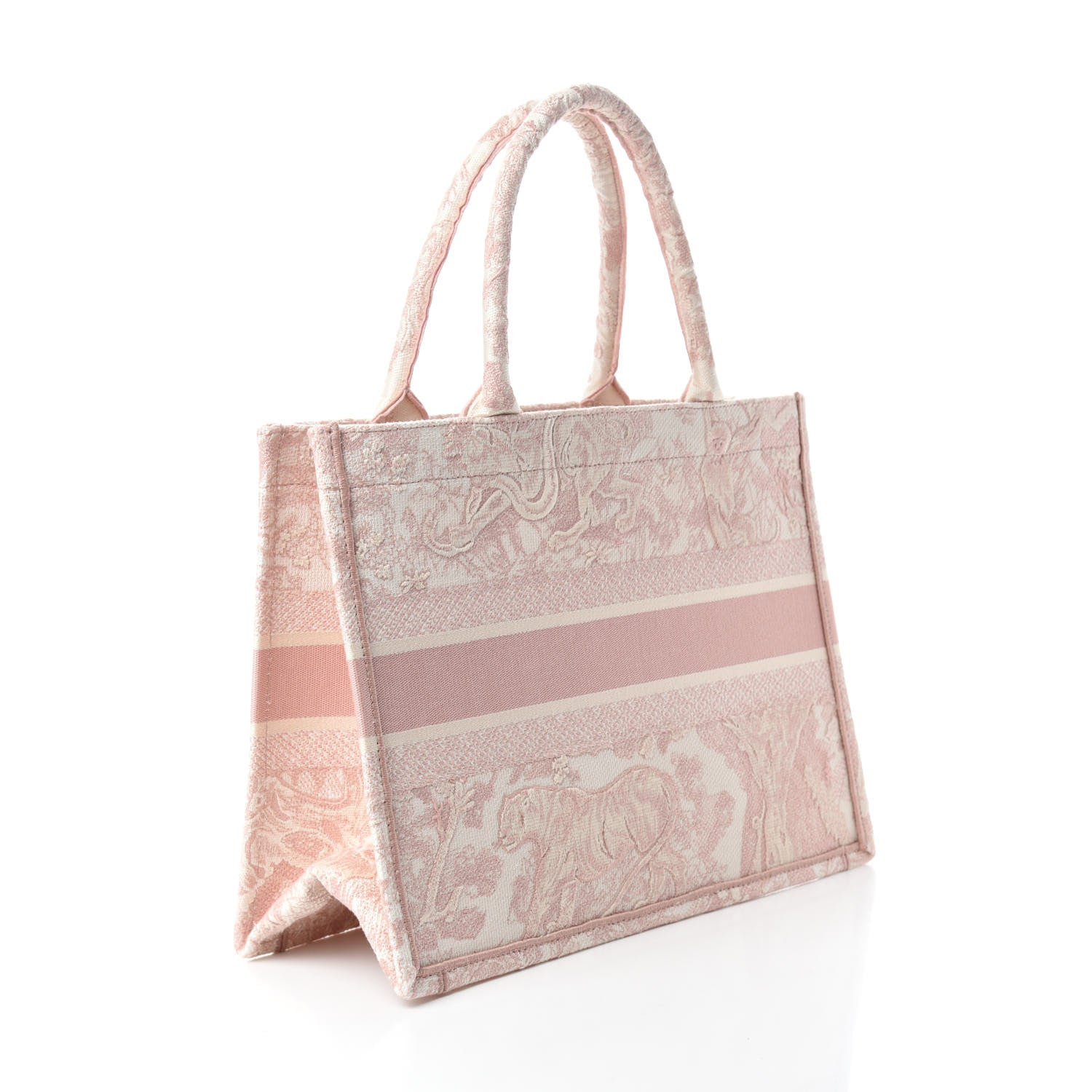 Christian Dior Canvas Embroidered Medium Dioriviera Toile De Jouy Book Tote Rose 3 of 10