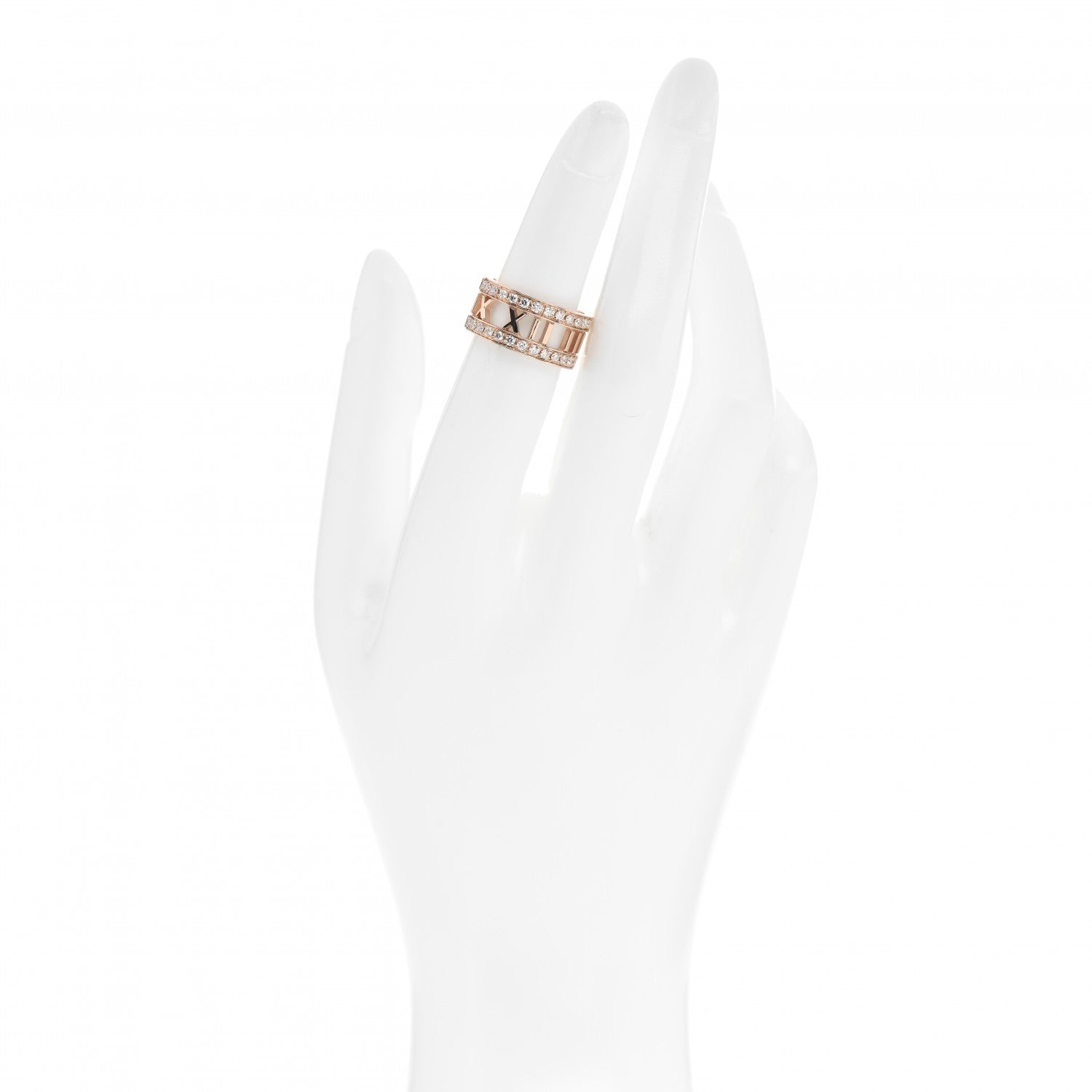 Tiffany 18K Rose Gold Diamond Wide Atlas Open Ring 50 5.25 2 of 5