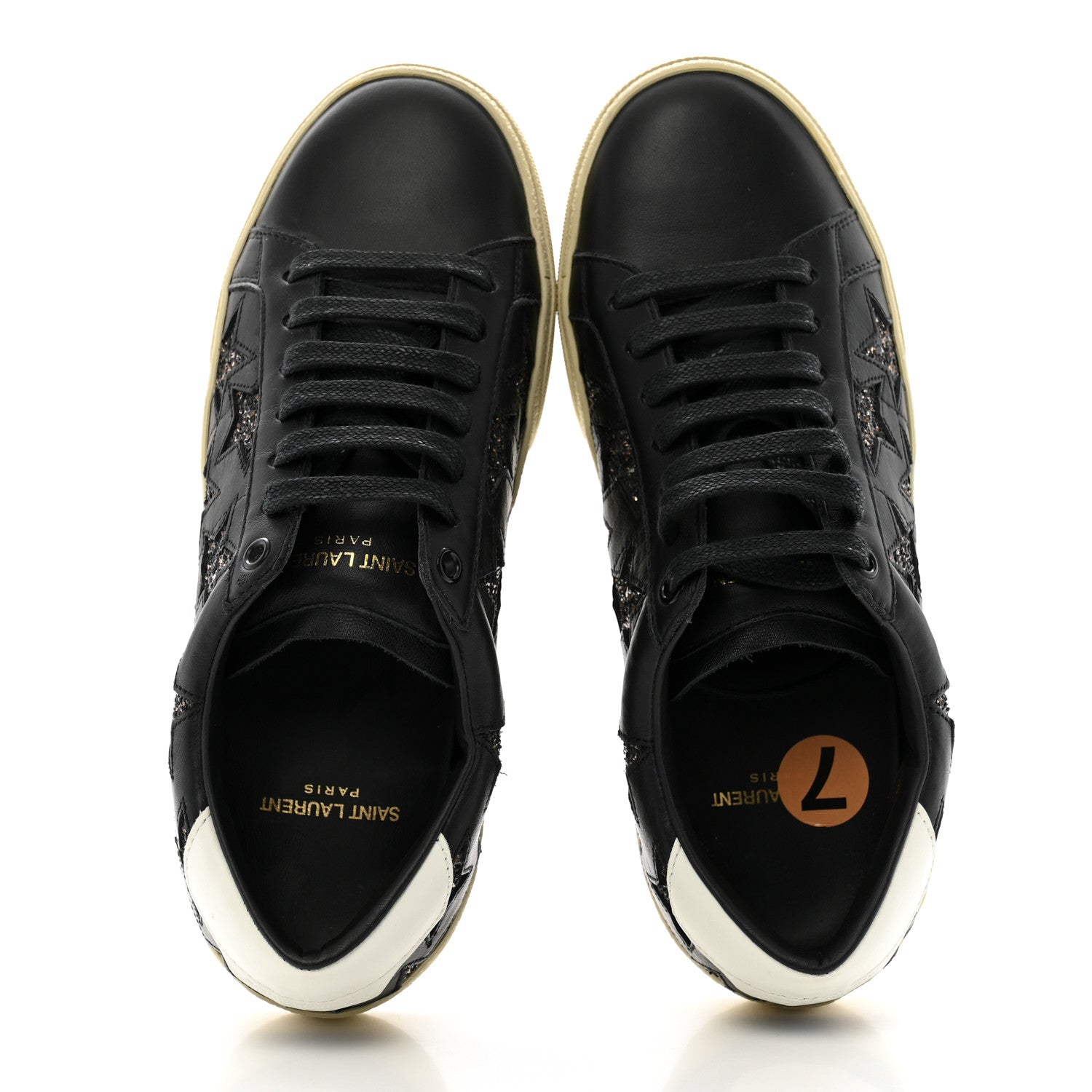 Saint Laurent Nappa Womens Star Court Sneakers 38 Black 2 of 11