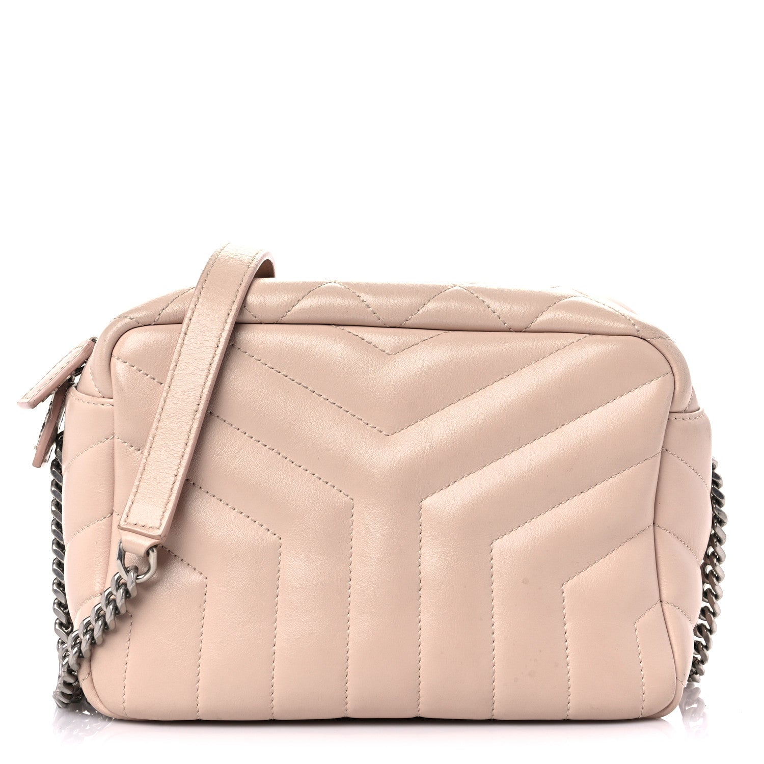 Saint Laurent Calfskin Y Quilted Monogram Small Loulou Bowling Bag Nude Powder 1 of 14