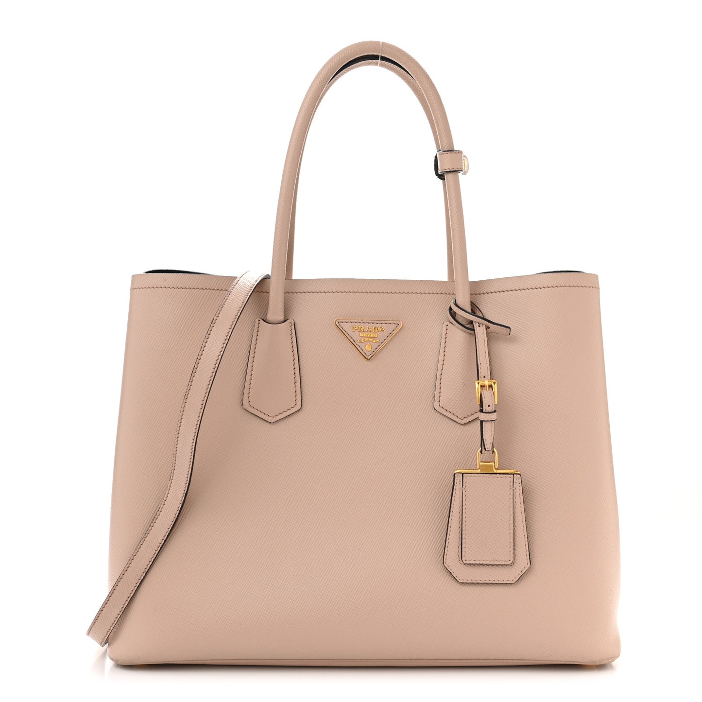Saffiano Cuir Large Double Bag Cammeo
