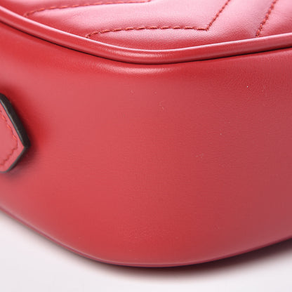 Gucci Calfskin Matelasse Mini GG Marmont Chain Shoulder Bag Hibiscus Red 7 of 8