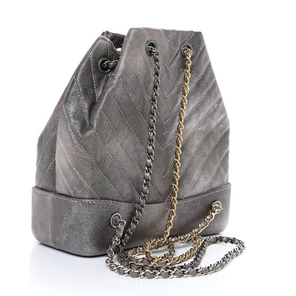 Chanel Metallic Grained Goatskin Chevron Quilted Gabrielle Backpack Silver 2 of 11