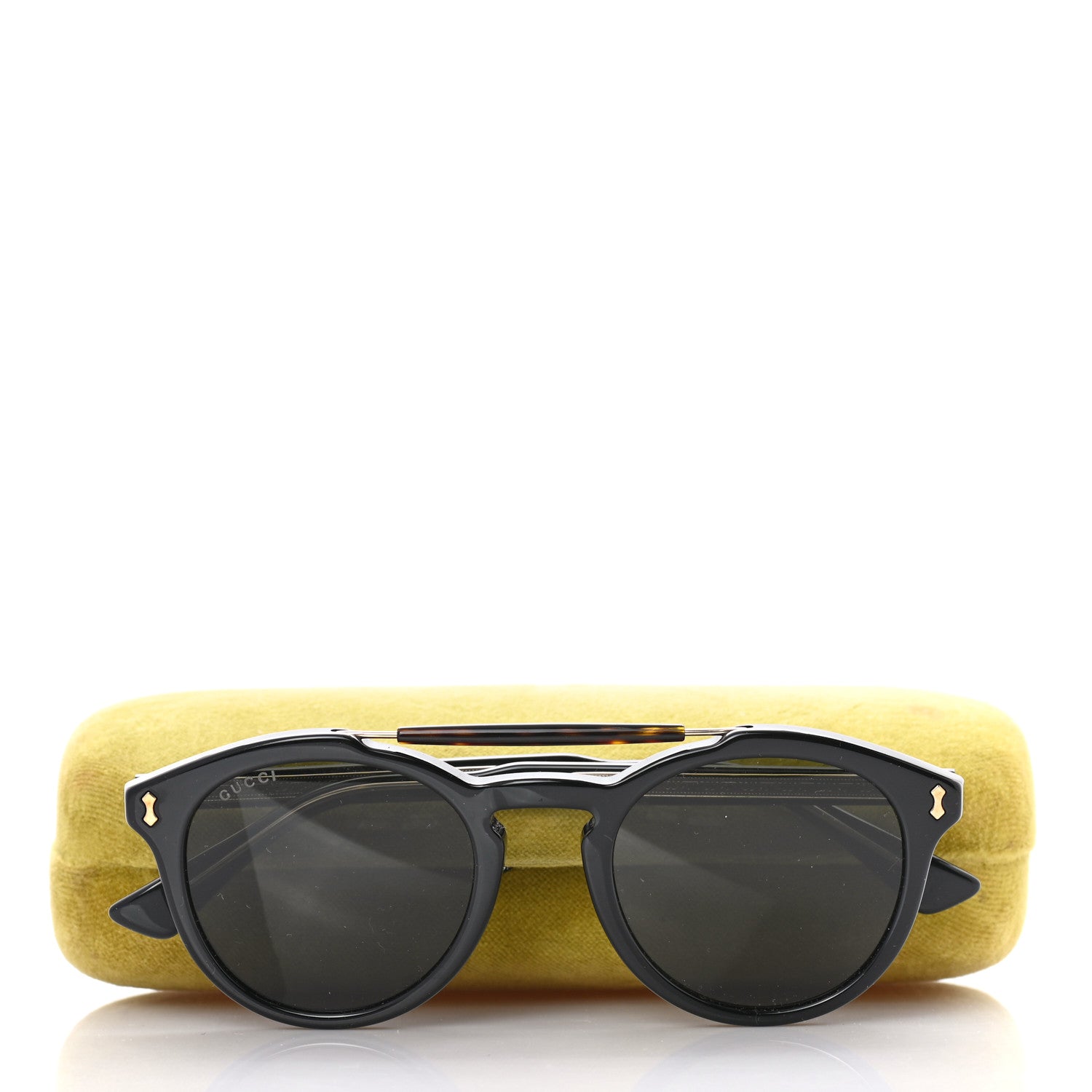 Gucci Round Avana Sunglasses GG0124SA Black Tortoise 9 of 9