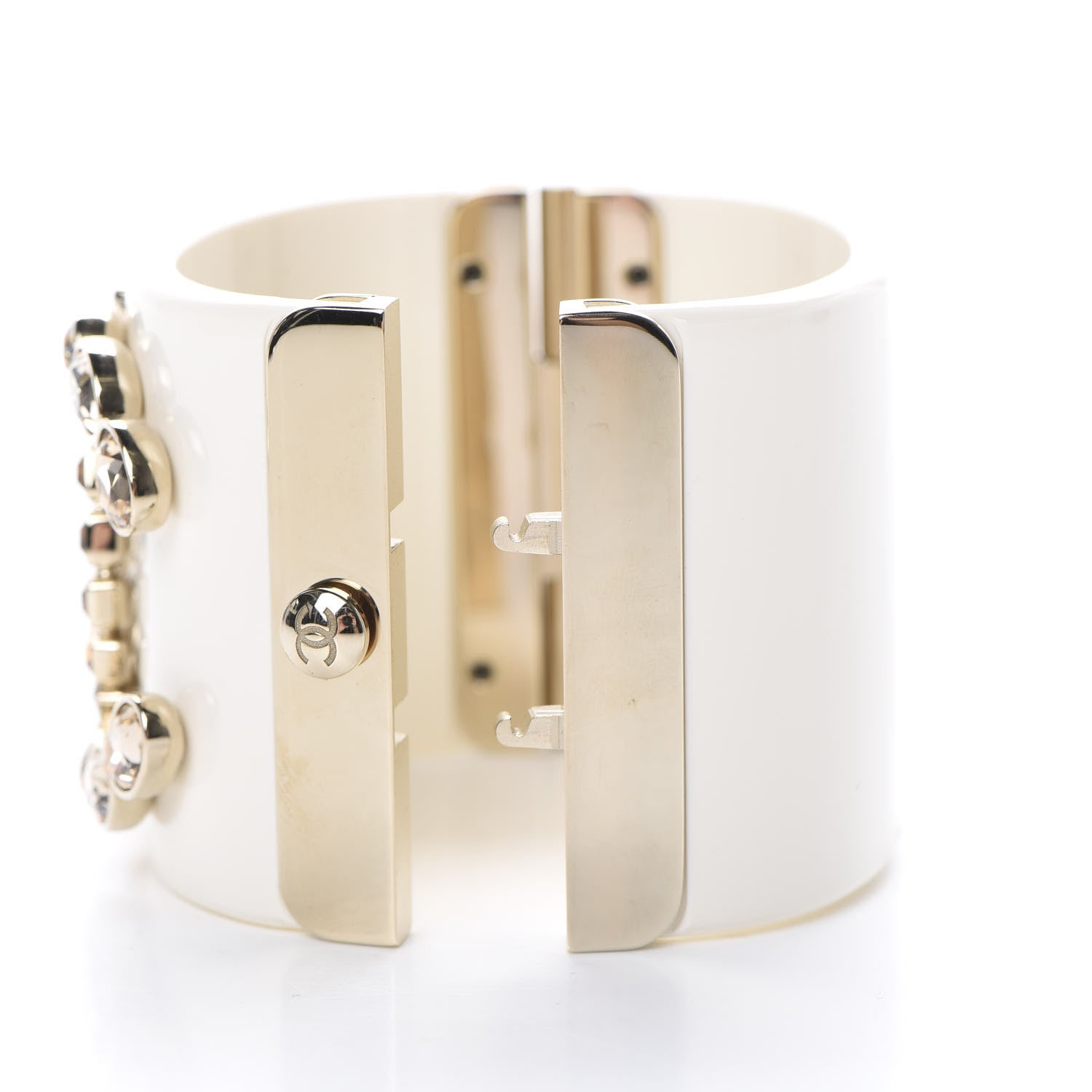 Chanel Resin Crystal CC Cuff White 4 of 5