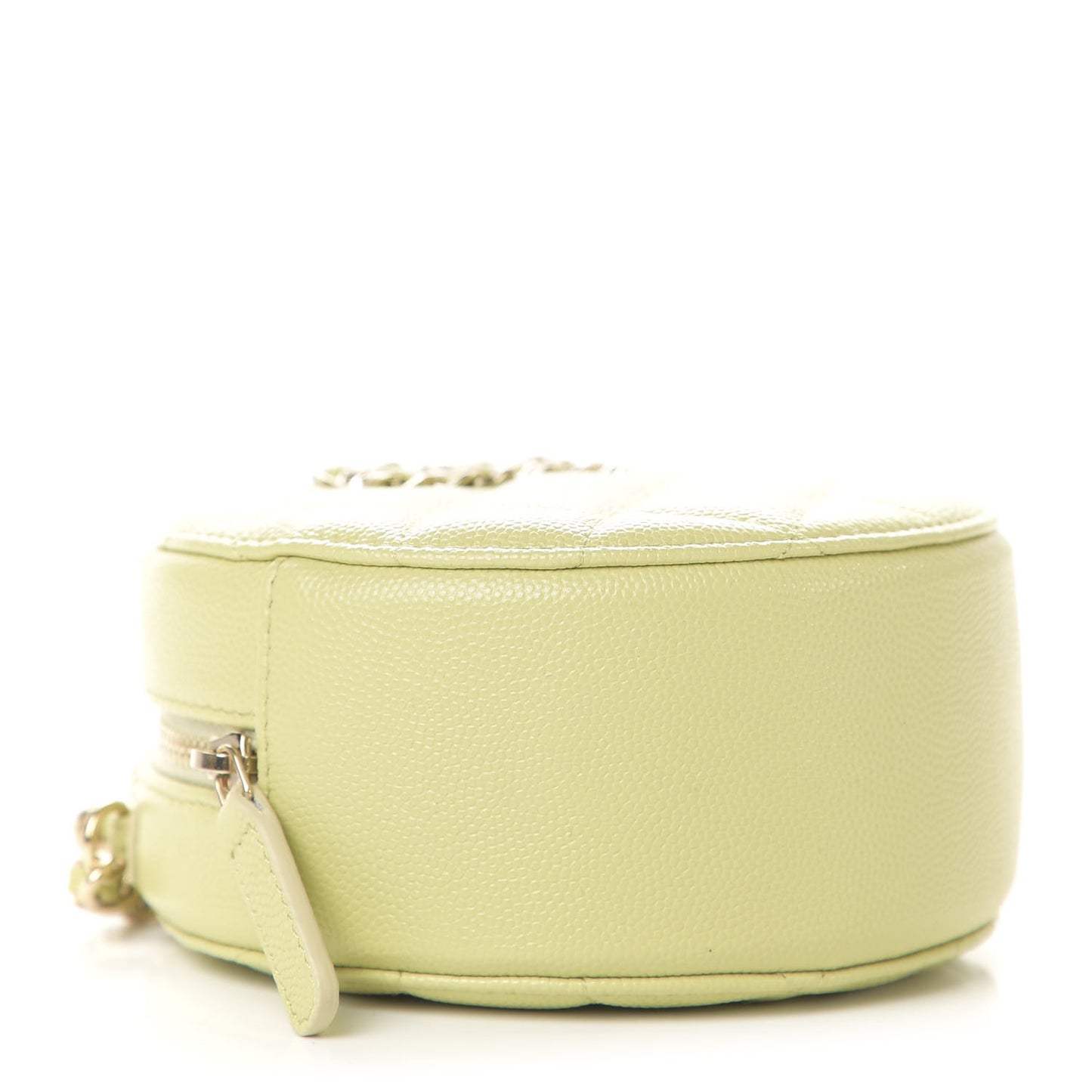 Caviar Quilted French New Wave Round Clutch With Chain Light Green