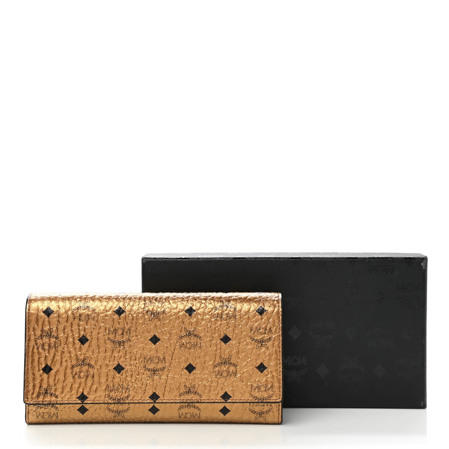 MCM Metallic Visetos Continental Flap Wallet Gold 10 of 10