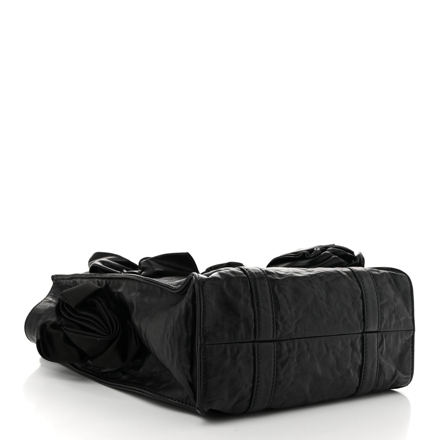 Nappa Antique Rosette Flower Mini Tote Bag Black