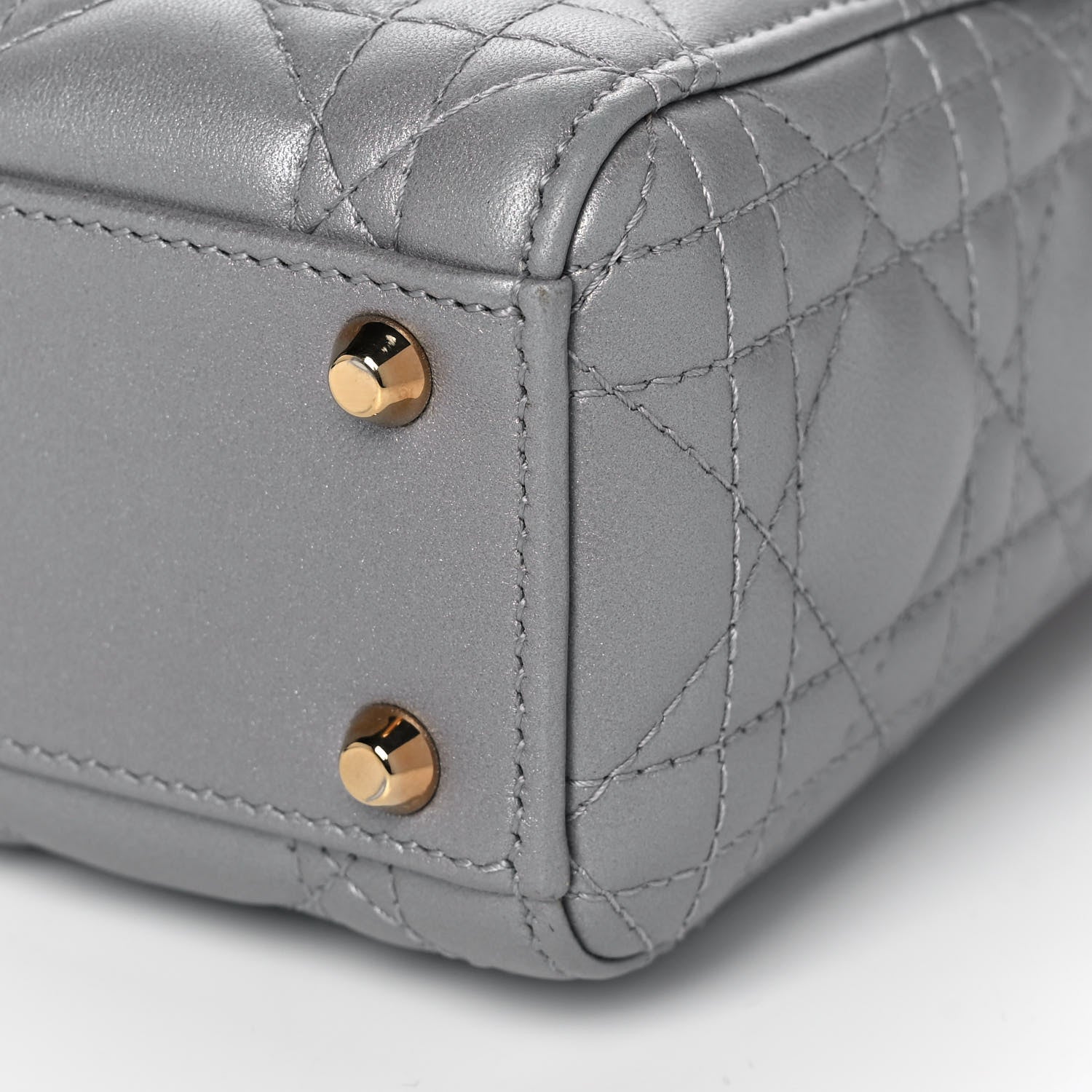 Christian Dior Metallic Lambskin Cannage Mini Lady Dior Grey 11 of 12