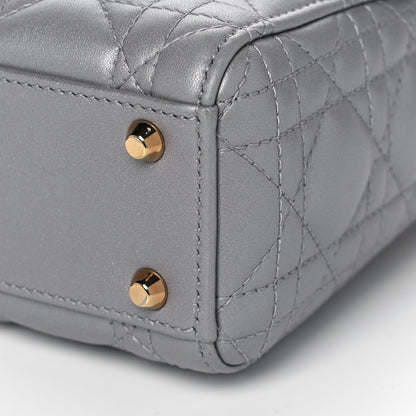 Christian Dior Metallic Lambskin Cannage Mini Lady Dior Grey 11 of 12