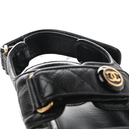 Chanel Grained Calfskin Velcro Dad Sandals 38 Black 9 of 10