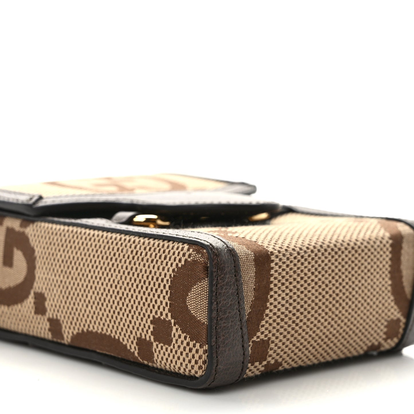 Monogram Jumbo GG Textured Dollar Calfskin Mini Horsebit 1955 Crossbody Bag Camel Ebony New Acero