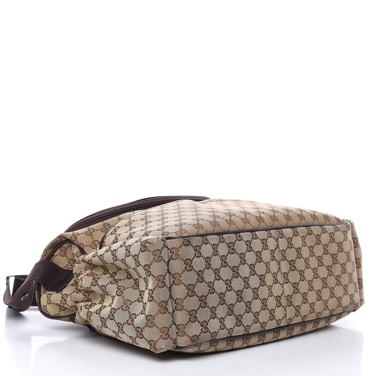 Gucci Monogram Natural Pigskin Large Diaper Bag Beige Ebony Cocoa Dark Chocolate 4 of 17