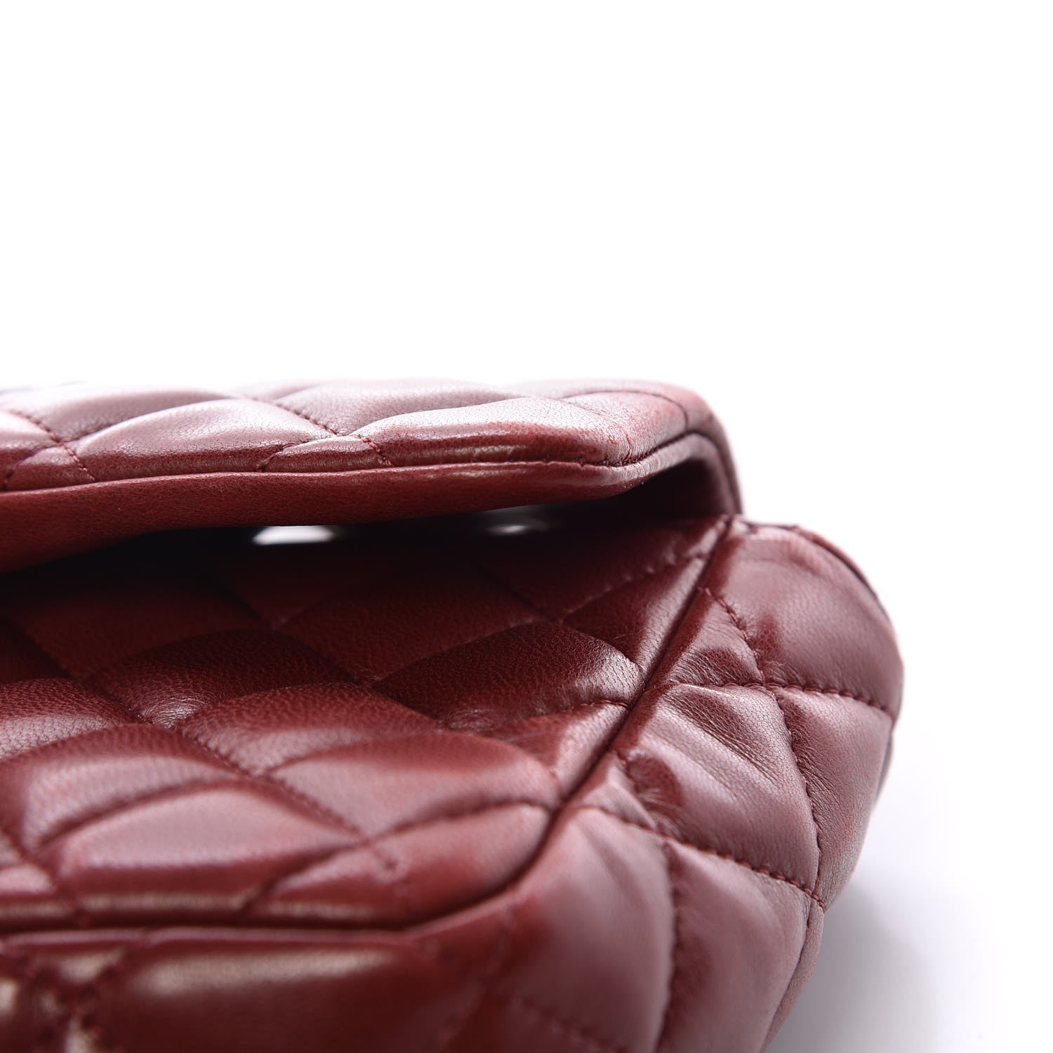 Chanel Lambskin Quilted East West Flap Dark Red 14 of 18