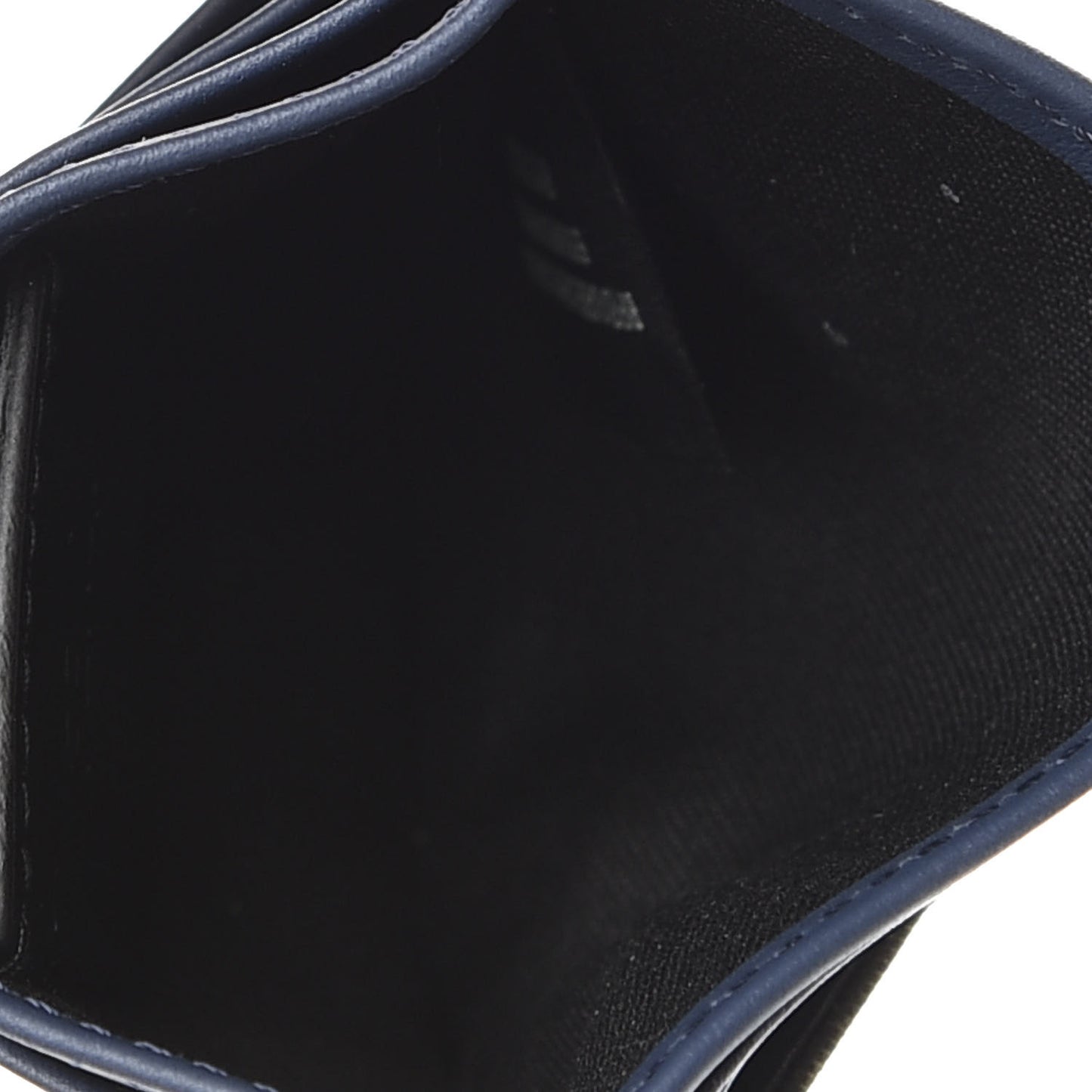 Vitello Century Glazed Fabric FF 1974 Card Holder Blu Scuro Mogano Panna
