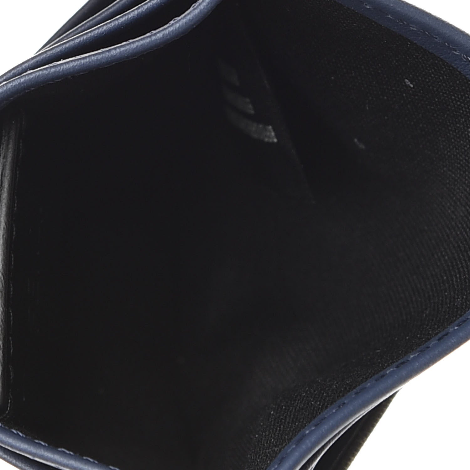 Fendi Vitello Century Glazed Fabric FF 1974 Card Holder Blu Scuro Mogano Panna 5 of 7