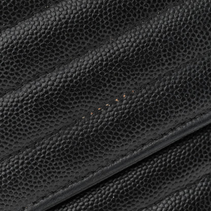 Saint Laurent Grain De Poudre Matelasse Chevron Monogram Monochrome Chain Wallet Black 16 of 16