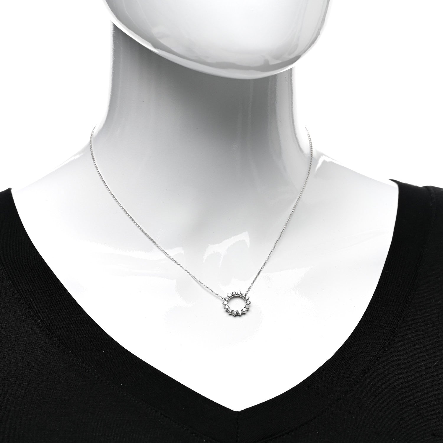 Tiffany Platinum Diamond Small Open Circle Pendant Necklace 2 of 4