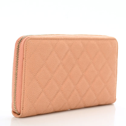 Chanel Iridescent Caviar Quilted Large Gusset Zip Around Wallet Coral 3 of 6