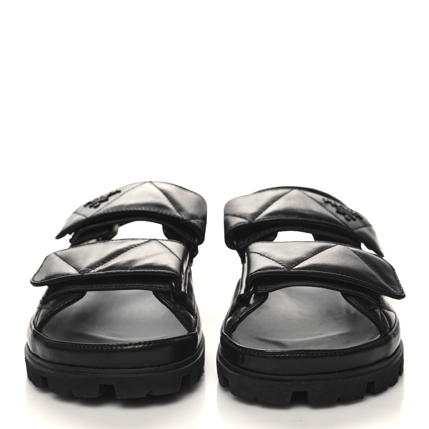 Nappa Quilted Padded Slingback Sandals 37 Black