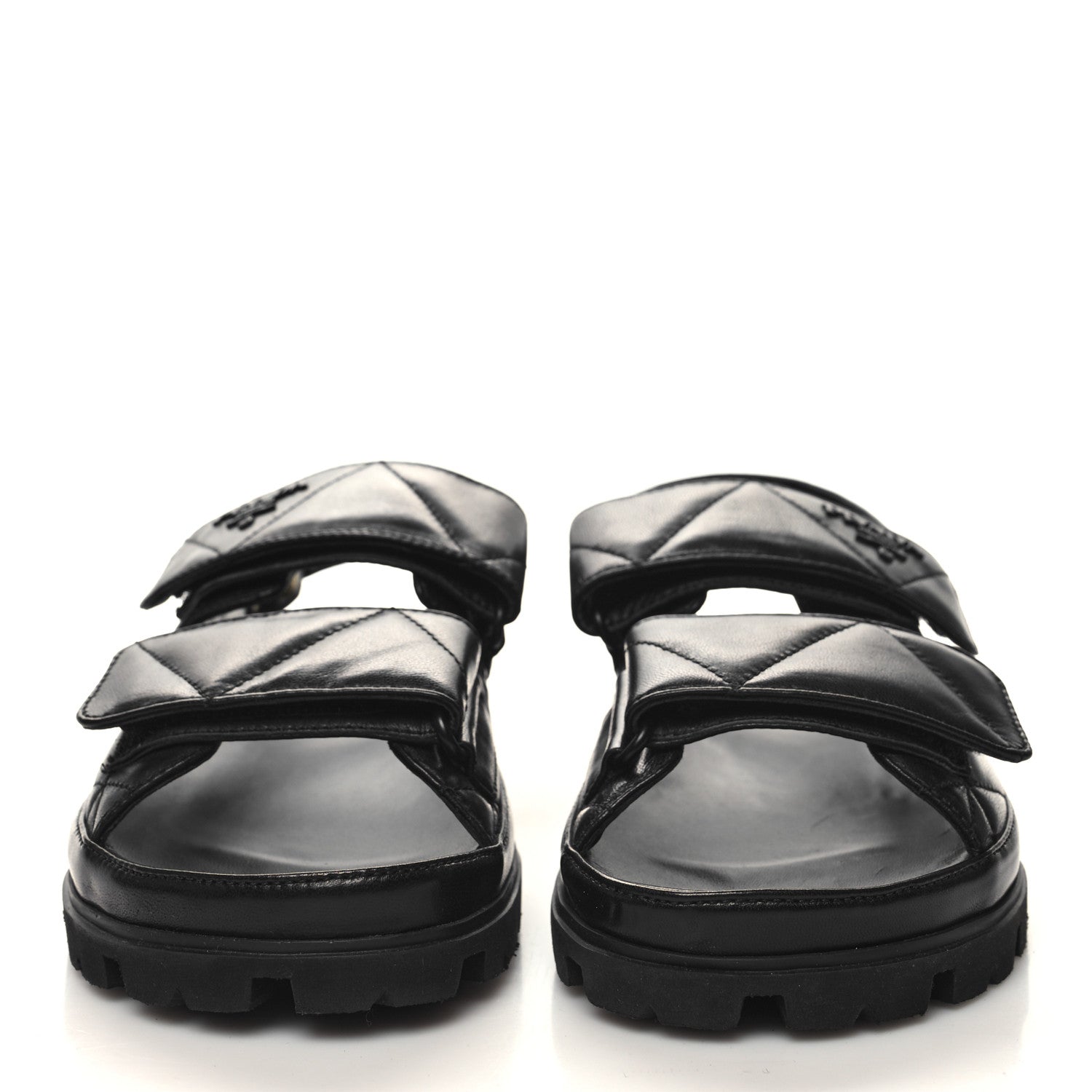 Prada Nappa Quilted Padded Slingback Sandals 37 Black 2 of 9