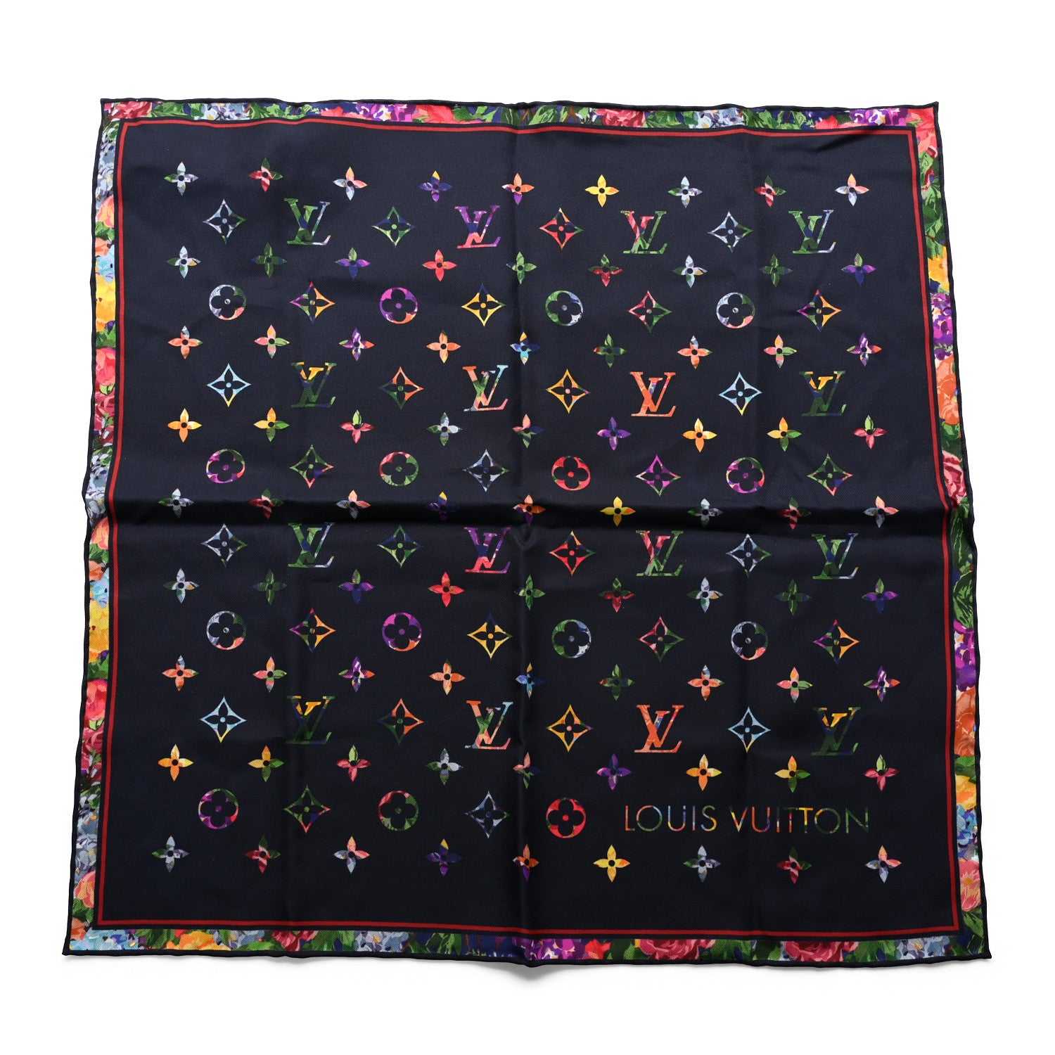 Louis Vuitton Silk Monogram Printed LV Garden Square Scarf Bleu Marine 1 of 3