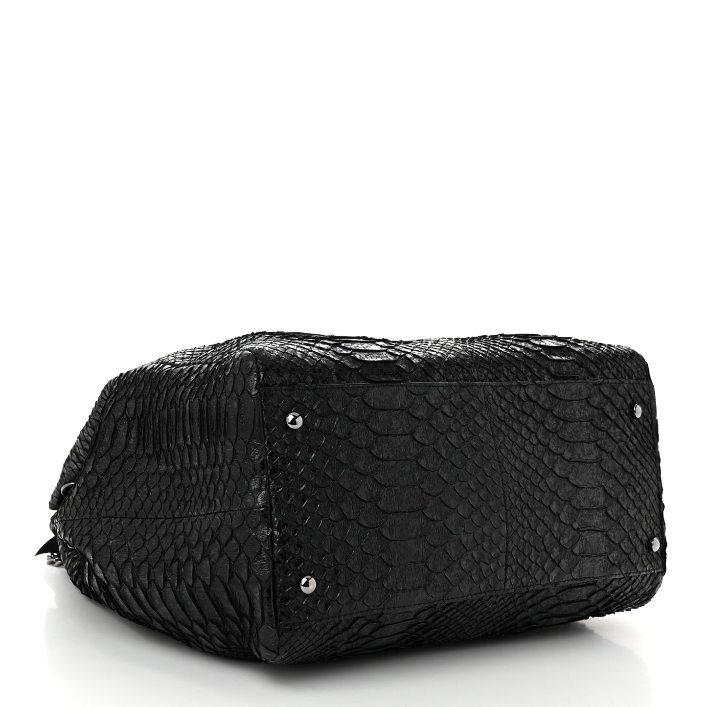 Snakeskin Accordion Tote Black
