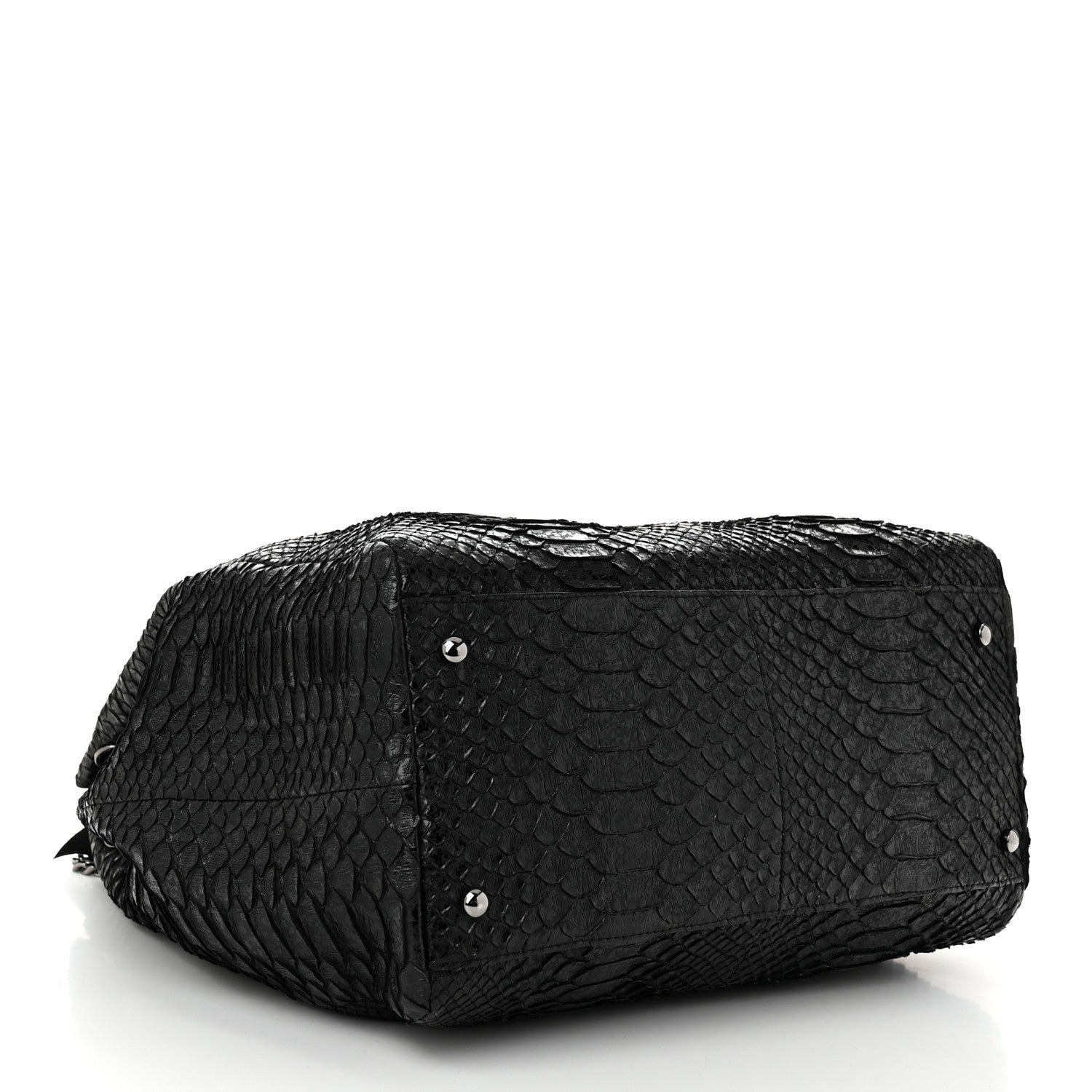 Chanel Snakeskin Accordion Tote Black 4 of 10