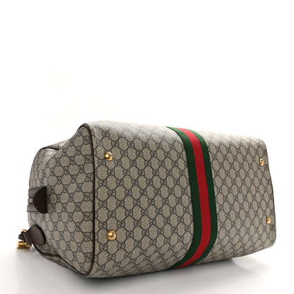 Gucci GG Supreme Monogram Textured Dollar Calfskin Web Medium Ophidia Carry-On Duffle Bag Beige Ebony New Acero 4 of 10