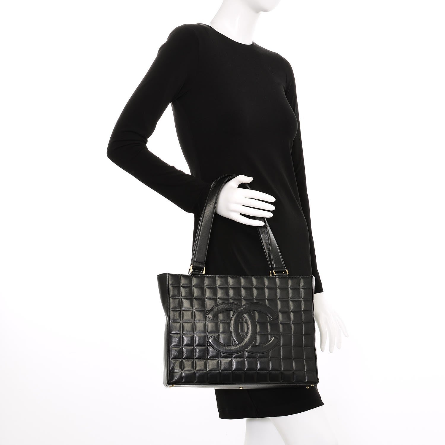 Chanel Lambskin Quilted Chocolate Bar Tote Black 2 of 8