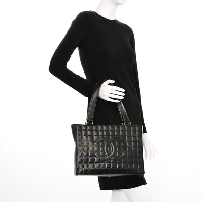 Chanel Lambskin Quilted Chocolate Bar Tote Black 2 of 8