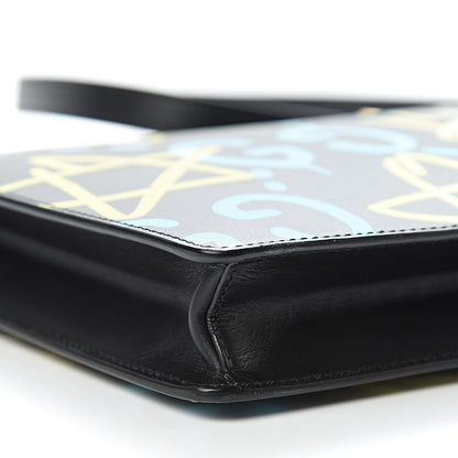 Gucci Calfskin GucciGhost Print GG Messenger Bag Black New Acquamarine 8 of 9