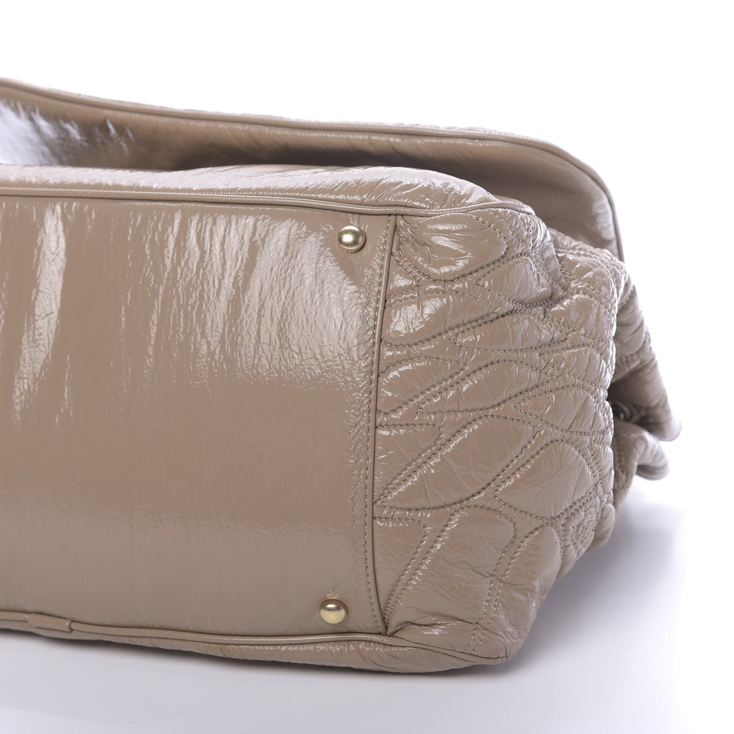 Vinyl Rodeo Accordion Flap Bag Beige