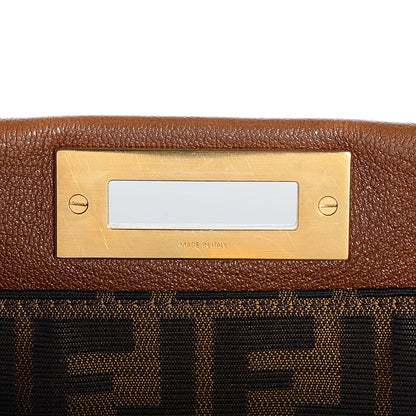 Fendi Goatskin Zucca Large Peekaboo Iconic Satchel Cuoio Tobacco Moro 3 of 11