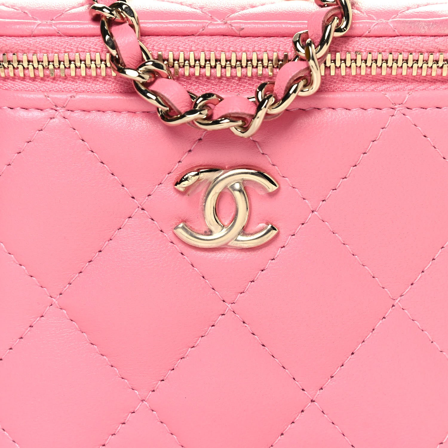 Chanel Lambskin Quilted Trendy Mini Vanity Case With Chain Pale Pink 7 of 13