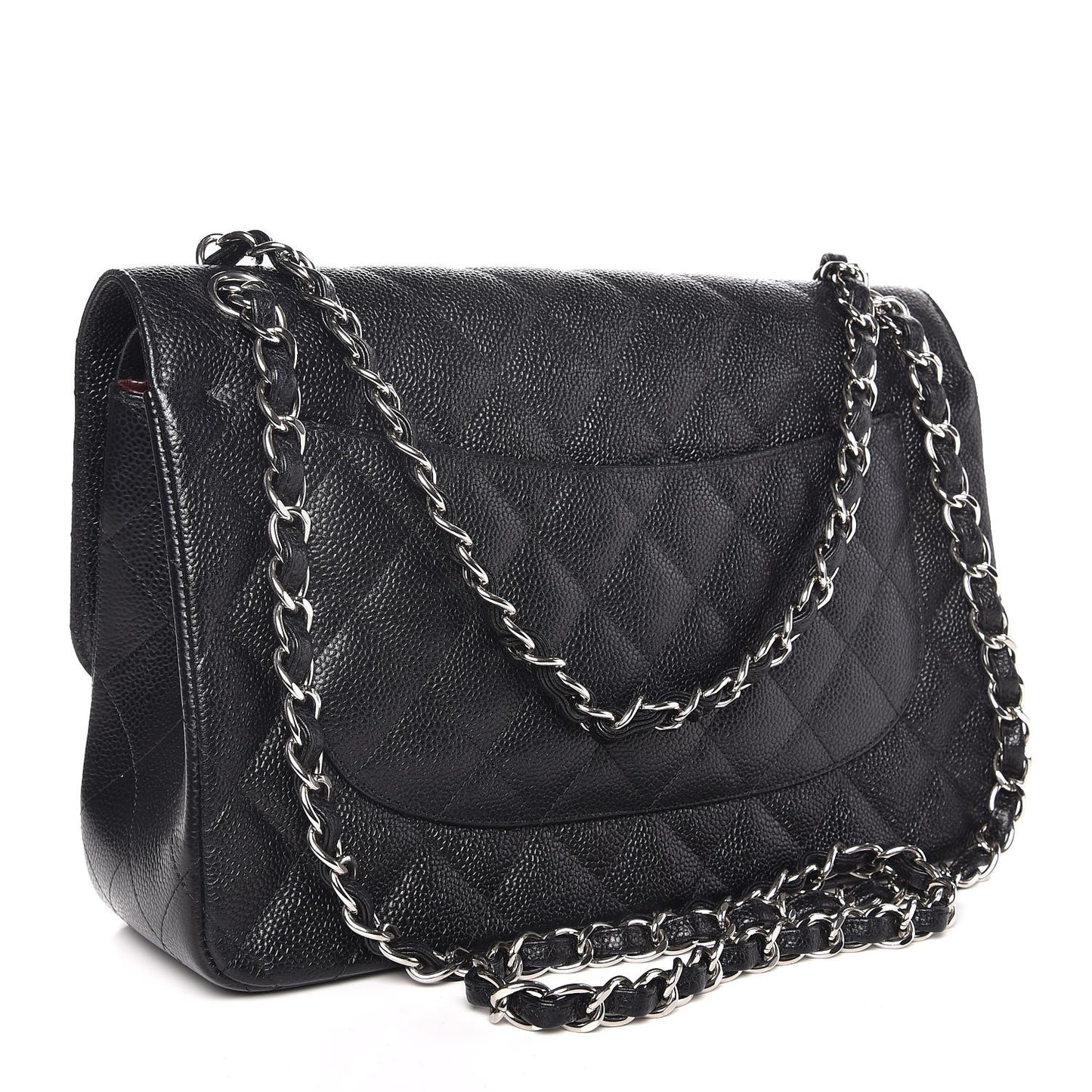 Caviar Quilted Jumbo Double Flap Black