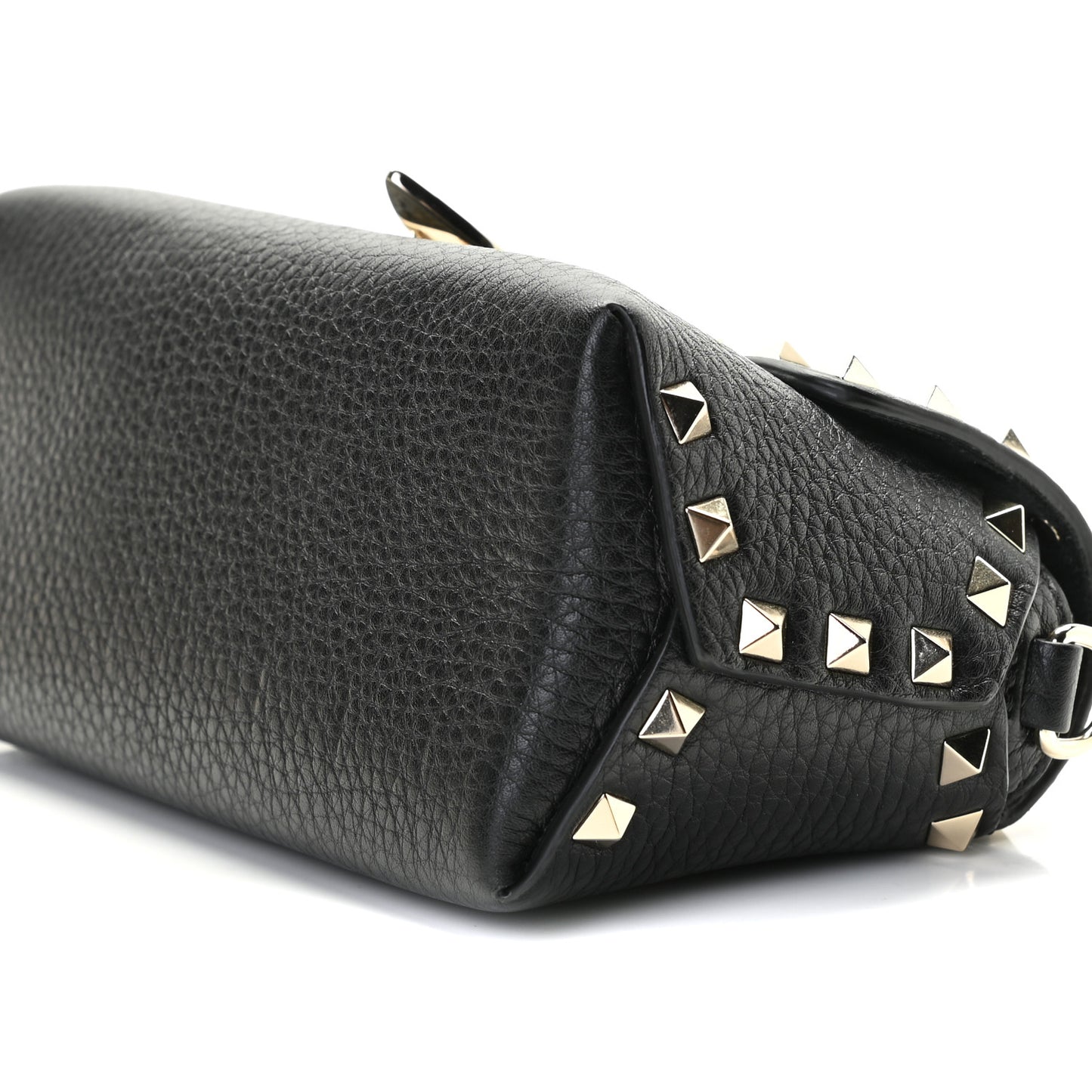 Pebbled Calfskin Mini Rockstud Crossbody Bag Black