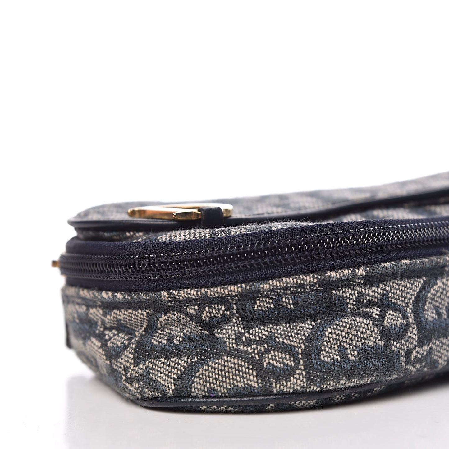 Monogram Mini Saddle Zip Pouch Navy Blue