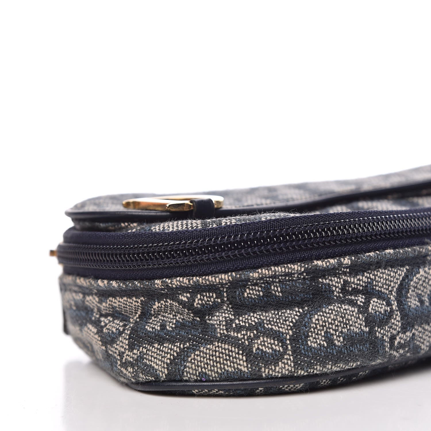 Christian Dior Monogram Mini Saddle Zip Pouch Navy Blue 8 of 12