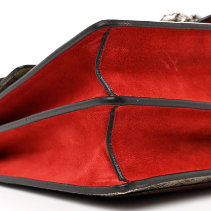 Gucci GG Supreme Monogram Suede Cudu Medium Dionysus Shoulder Bag Beige Ebony Vulcanic Red 10 of 16