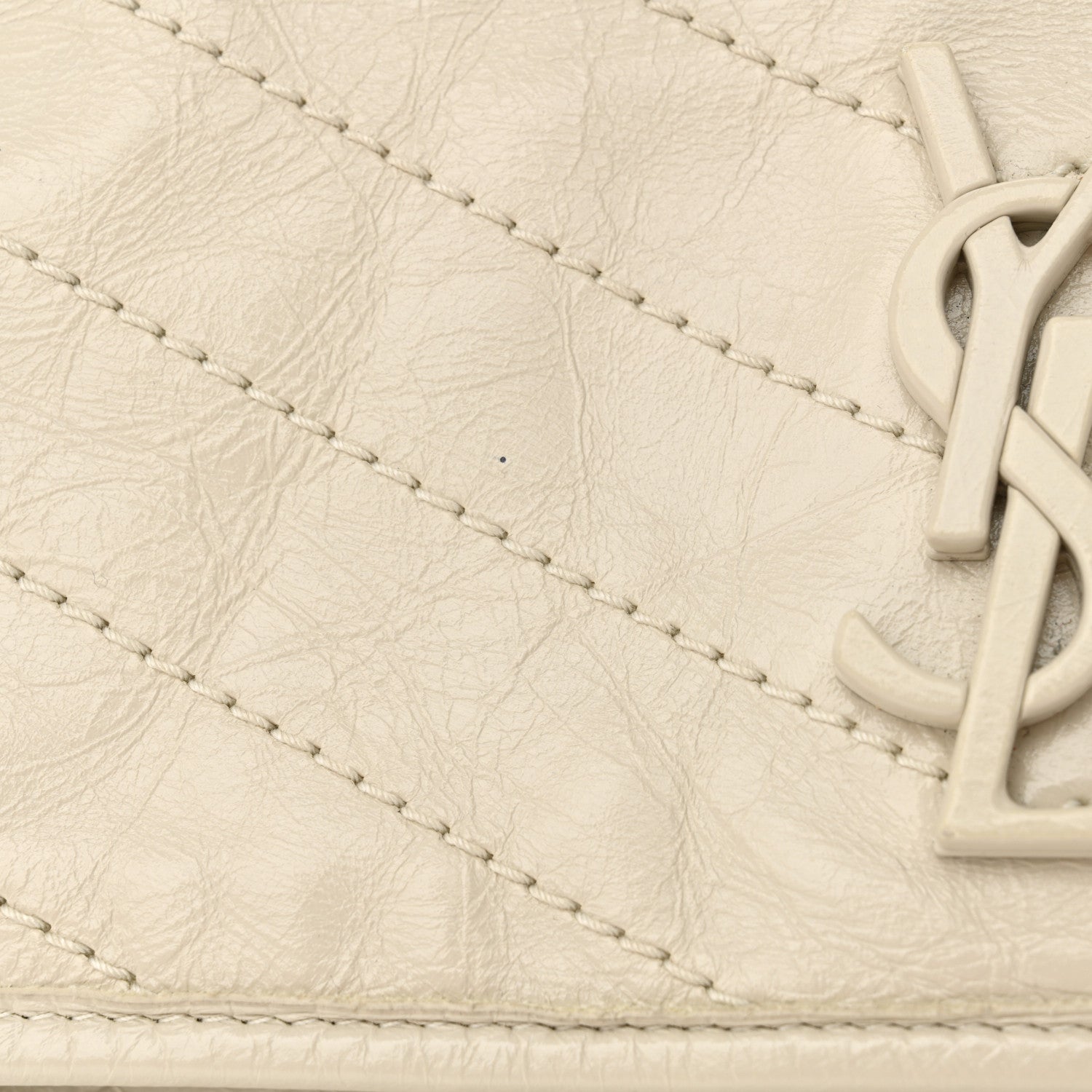Saint Laurent Crinkled Calfskin Matelasse Monogram Medium Niki Chain Satchel Crema Soft 12 of 15