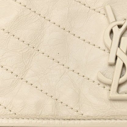 Saint Laurent Crinkled Calfskin Matelasse Monogram Medium Niki Chain Satchel Crema Soft 12 of 15