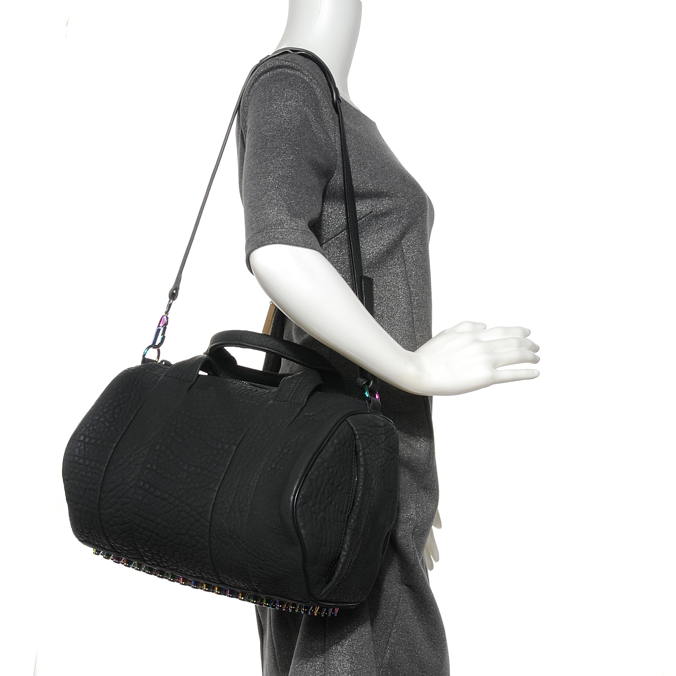Alexander Wang Leather Rocco Duffel Matte Black w Iridescent