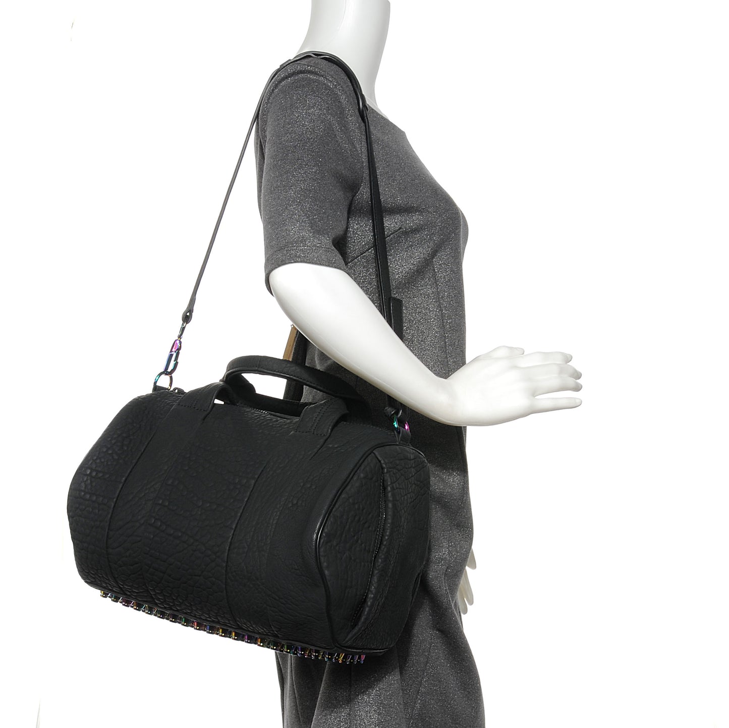 Leather Rocco Duffel Matte Black w Iridescent Hardware