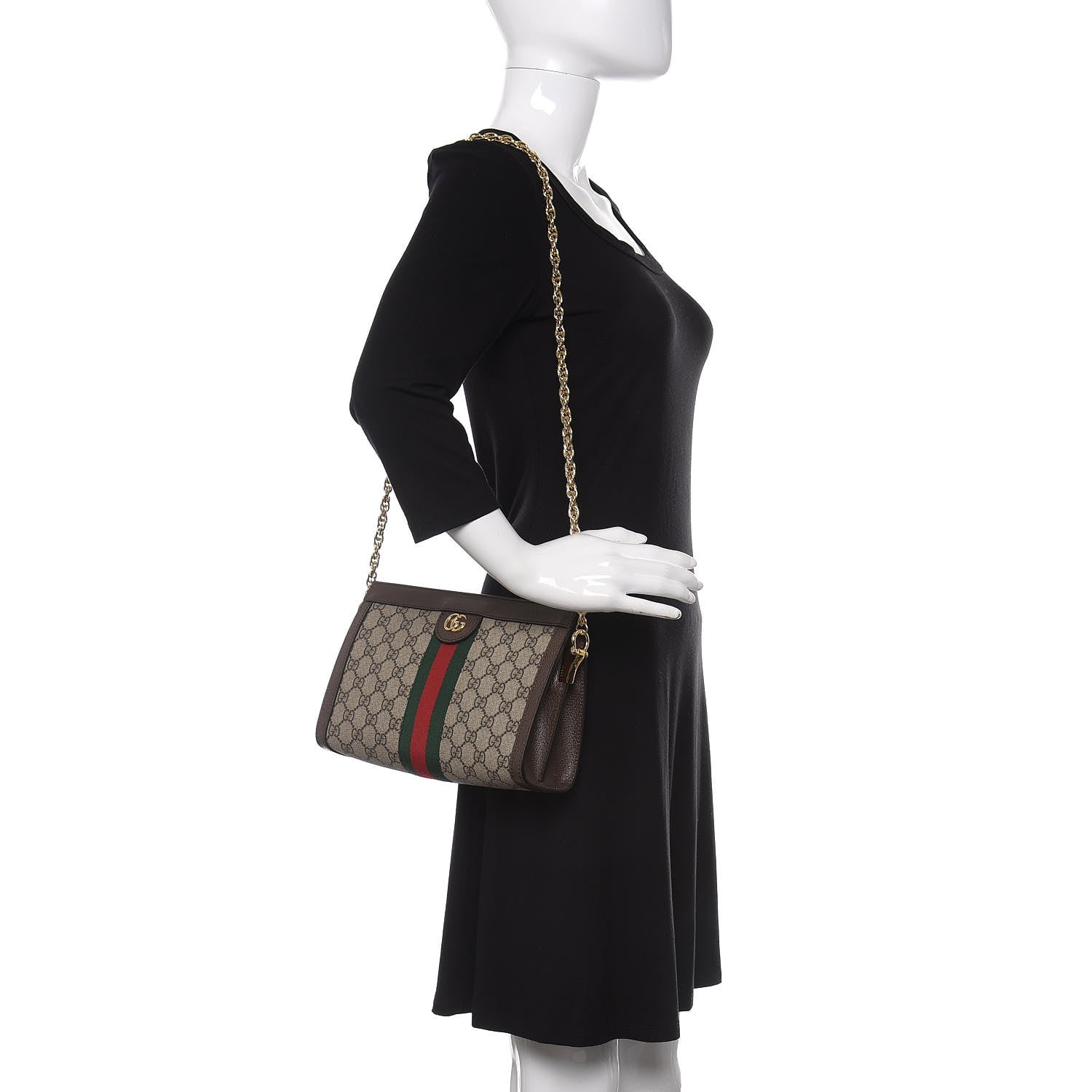 Gucci GG Supreme Monogram Web Small Ophidia Chain Shoulder Bag Brown 2 of 10